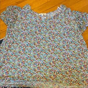 Cynthia Rowley Girls Floral Short Sleeve Top - White with Multi-Color Floral